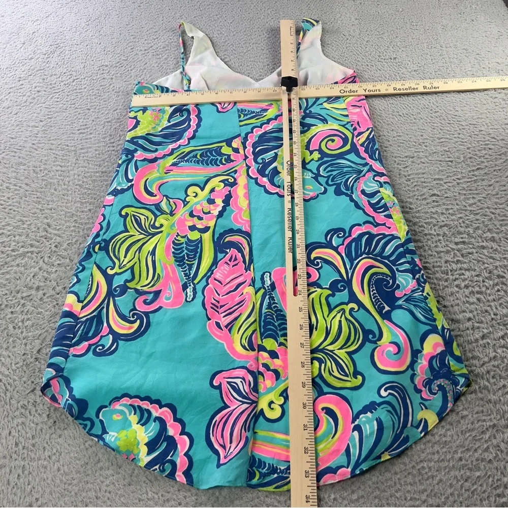 Lilly Pulitzer Silk Dress Womens XS Blue Bailey Sea Colorful Beach Lightweight - Picture 4 of 9